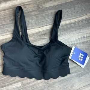JoyLab Black Scalloped Hem Light-Support Sports Bra
